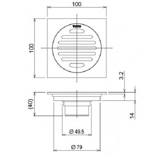 Ga Thoát Sàn TOTO TVBA407 Đồng Mạ Niken-Crom Cao Cấp (Phi 60,76,90)