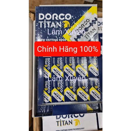 Dao lam Dorco Titan xanh hộp 100 lưỡi chính hãng 100% 🥰Freeship🥰 siêu bén chất lượng cao cấp cho barber shop hớt tóc nam