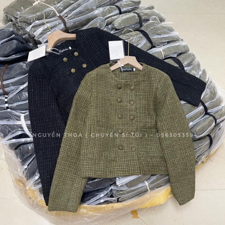8789# Áo dạ Tweed nhũ cúc đồng