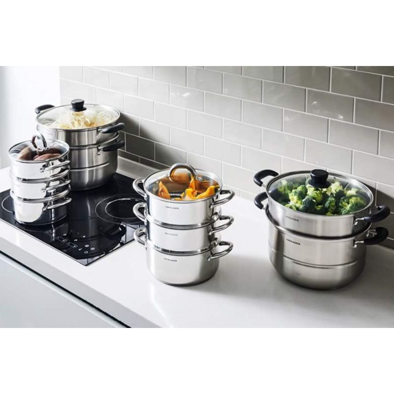 Bộ xửng hấp inox 304 Lock&Lock LLH1182 18cm - 26cm - 28cm