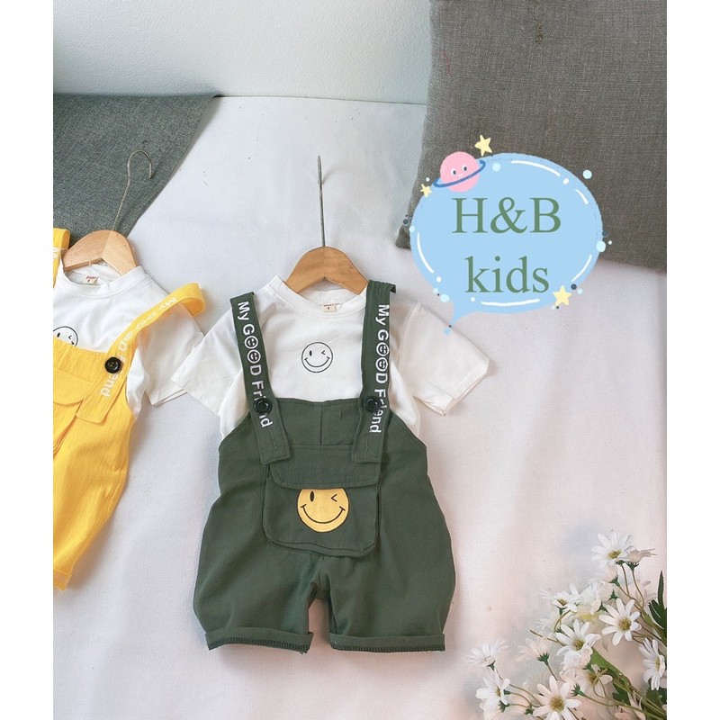 Yếm Mặt Cười Kèm Áo Coton Mềm Mịn Cho Bé