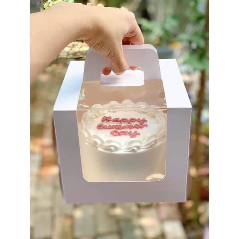 Hộp đựng Gato quai xách trắng 16cm