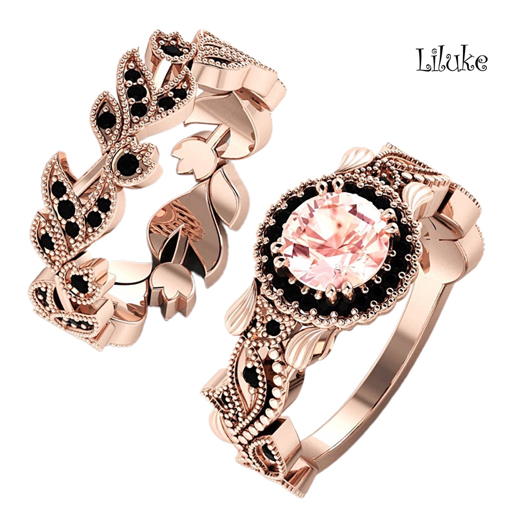 Set 2 Nhẫn Hoa Lá Đính Đá Sang Trọng