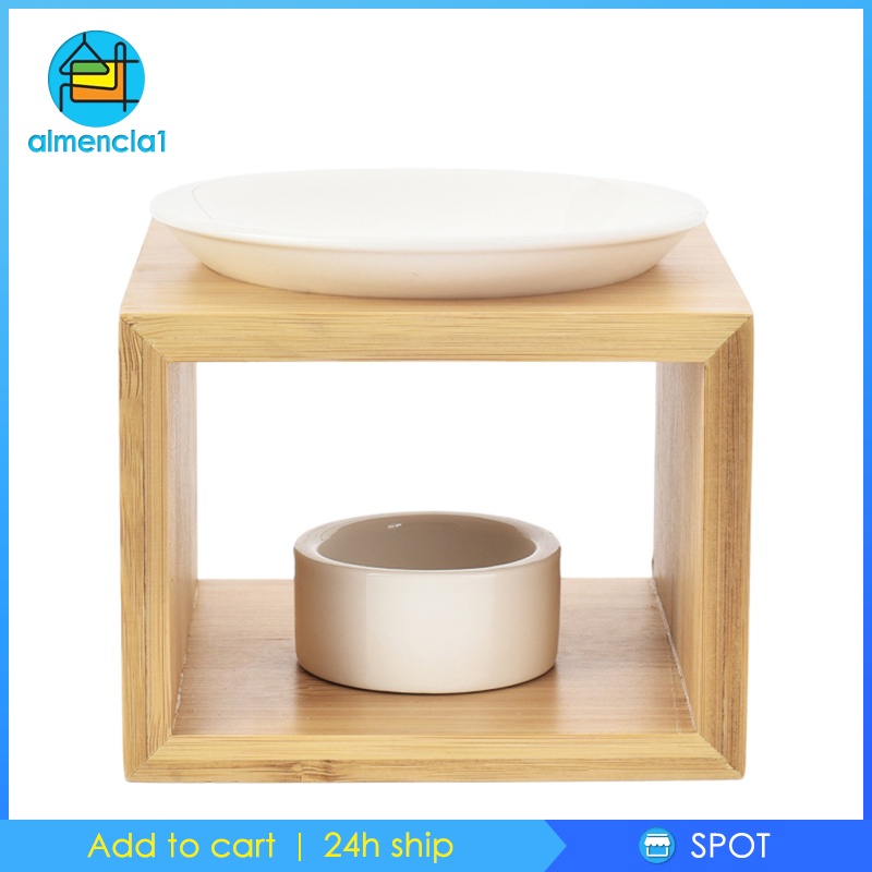 [ALMENCLA1] Wood Tea Light Candle Holder Wax Warmer Aromatherapy Essential Oil Burner