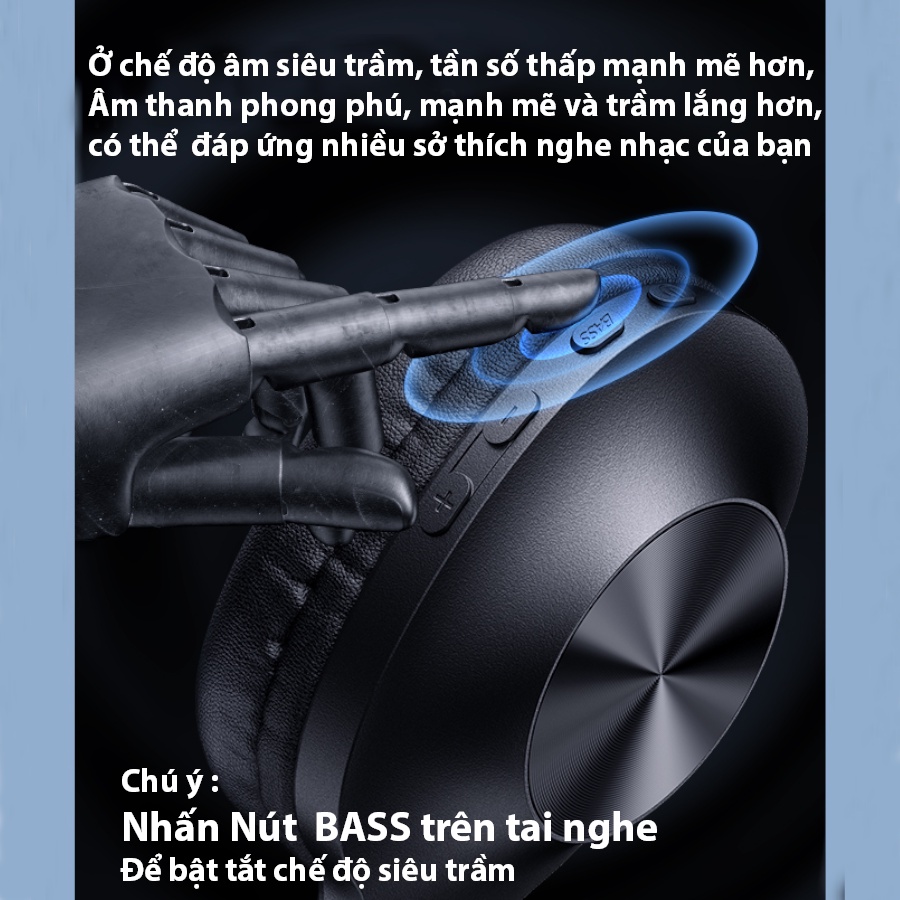 Tai nghe chụp tai bluetooth ,Tai nghe pin trâu, Âm siêu trầm YX05-TWS, 100 giờ nghe nhạc liên tục