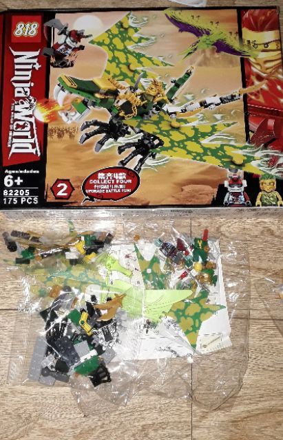 Lắp ráp 1 hộp LegoNinja Rồng khổng lồ đi săn khủng long 82205 có trên 170 chi tiết bằng nhựa ABS