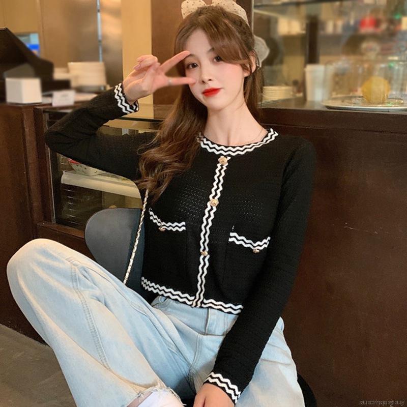 Áo cardigan tay ngắn cổ tròn kiểu dệt kim sành điệu cho nữ | BigBuy360 - bigbuy360.vn