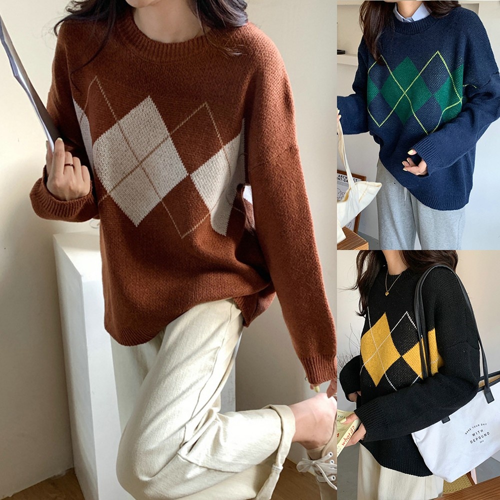 Áo Sweater Tay Dài Oversize 3 Màu Lựa Chọn