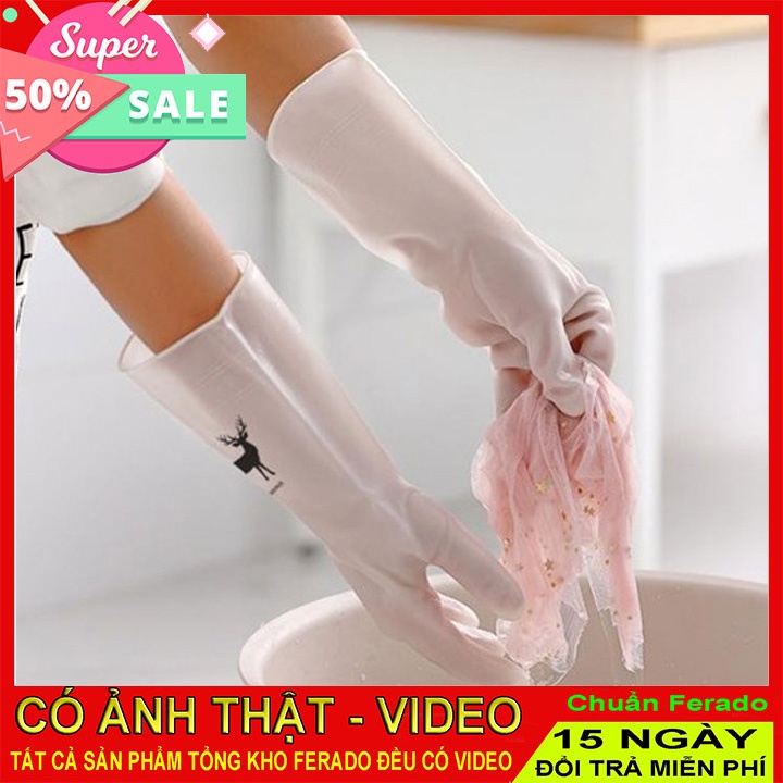 Găng tay silicon chống nước siêu dai rửa chén dọn vệ sinh k sợ bẩn tay , găng tay con hươu