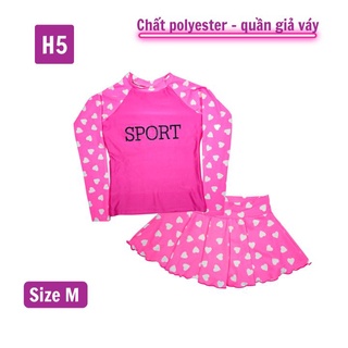Đồ bơi bé gái tay dài từ 35-45kg, quần giả váy- tay dài cho bé bơi lâu mà không sợ lạnh - Tomchuakids