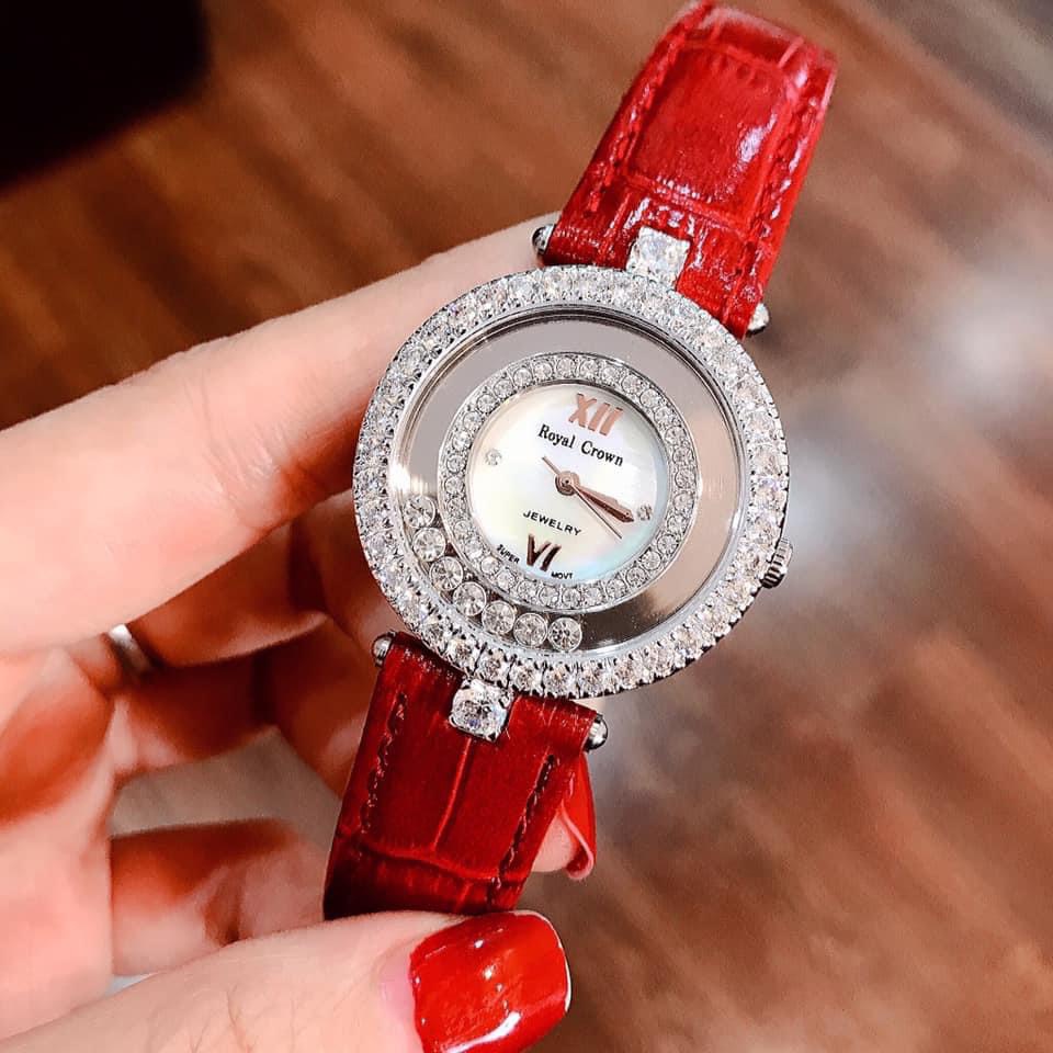 Đồng hồ nữ ROYAL CROW dây da mặt đính đá thời thượng hot trend thời trang giới trẻ, chống nước , bảo hành 12 tháng | BigBuy360 - bigbuy360.vn