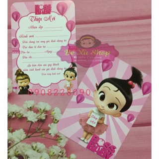Xấp 10 thiệp mời sinh nhật Nhóc Trùm Girl cho bé gái