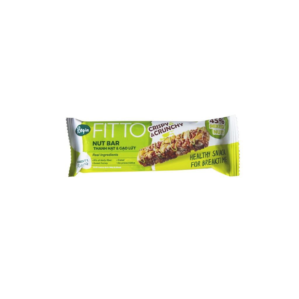 [BÁNH ĂN KIÊNG GIẢM CÂN] Hộp 6 Thanh FITTO Greentea 210g - Ngũ Cốc Dinh Dưỡng Gạo Lứt  Và Các Loại Hạt Điều Đậu Phộng Mè