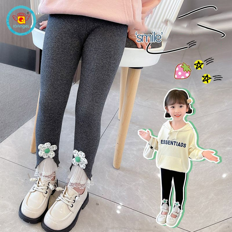 Quần legging IQ ANGEL họa tiết hoa phong cách phương tây phong cách thời trang cho bé gái