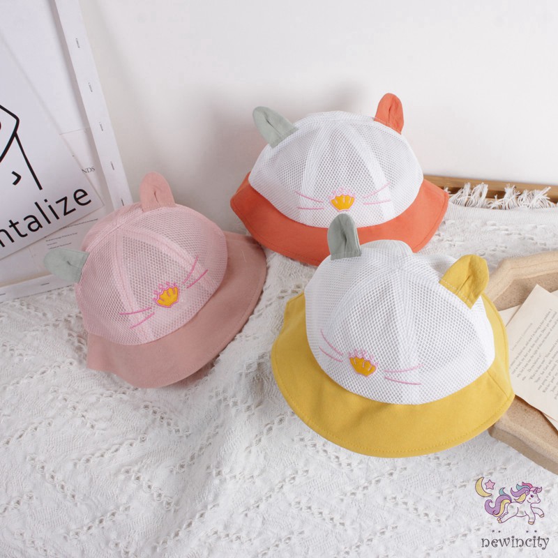 Mũ tai bèo chống nắng phối lưới xinh xắn dành cho trẻ em