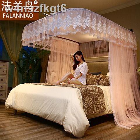♗lưới chống muỗi đường ray hình chữ U Giá đỡ kiểu dáng công chúa 1.8 m giường đôi 1,5m Lều hoa văn mã hóa 1,2m