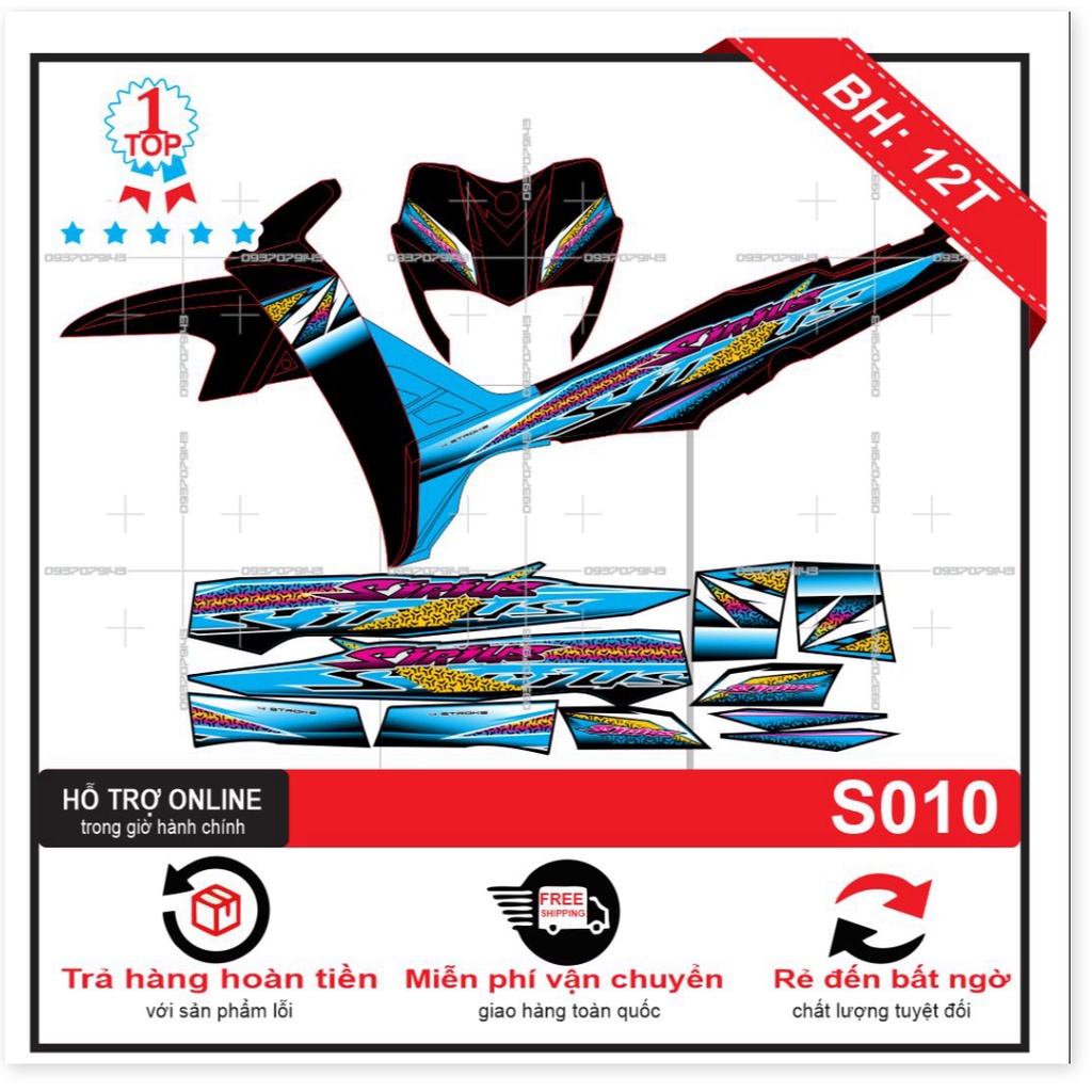 ( Quí khách vui lòng mang ra tiệm cho thợ dán ) Tem Sirius xanh đen 010