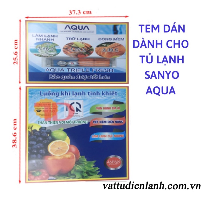 [TẶNG BĂNG KEO HAI MẶT ĐI KÈM ] Tem dán trang trí dành cho tủ lạnh SANYO AQUA
