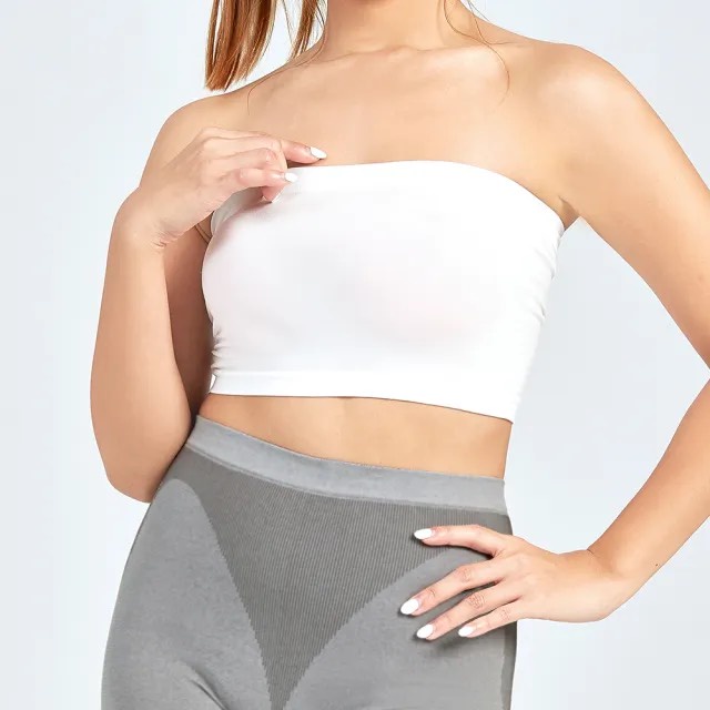 Áo croptop không dây dáng ôm co giãn màu trơn đen trắng BZ001 | BigBuy360 - bigbuy360.vn