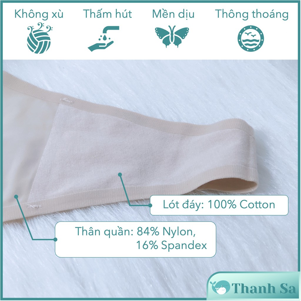 Quần lót nữ lọt khe đúc su thun lạnh không đường may viền, không hằn, cao cấp màu da,Gilligan & O'ma