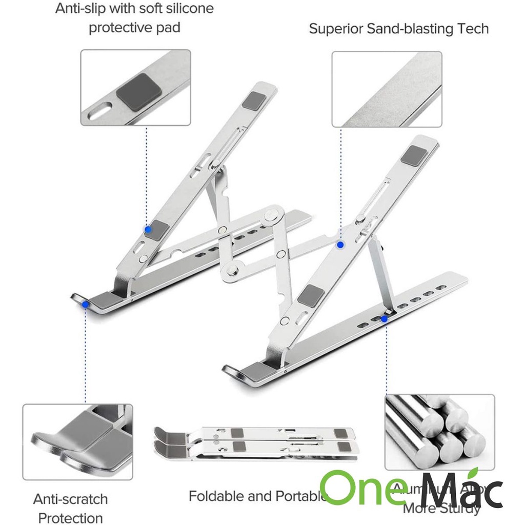 Giá Đỡ Laptop Nhôm Gấp Gọn D102 Cho Máy 14 inch, 15.6 inch, 17 inch Để Bàn Cao Cấp Có Thể Điều Chỉnh Độ Cao.