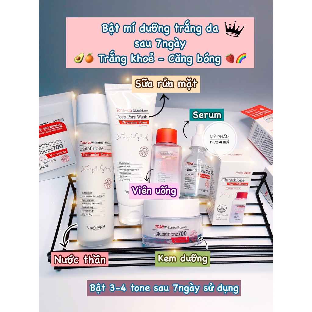 💦 Nước Hoa Hồng Trắng Da 7Day Angel’s Liquid Tone Up Whitening Program Glutathione Treatment Essence 150ml