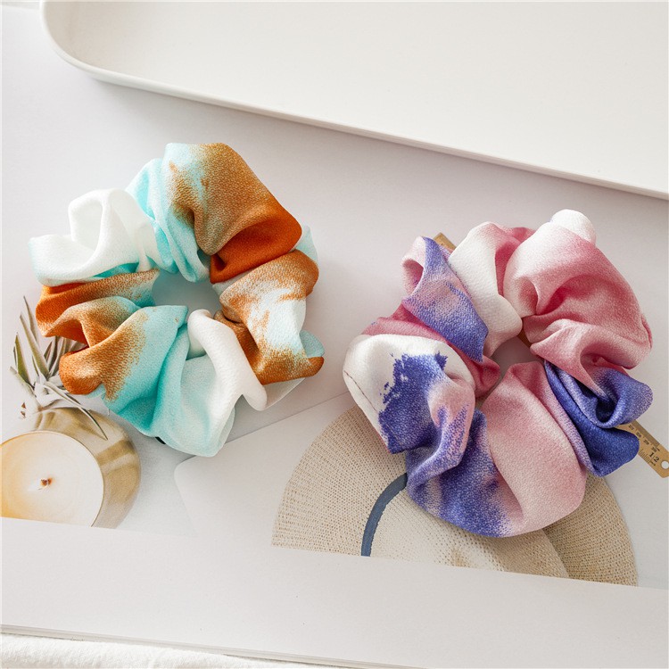 [NowShip2h] Dây Cột Tóc Scrunchies Màu Loang Phong Cách Hàn Quốc Chất Liệu Vải Satin - Mã DT016