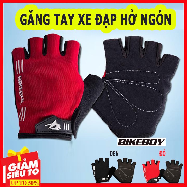 Găng tay xe đạp thể thao nam nữ cụt ngón, bao tay xe đạp đua địa hình chống trượt Bikeboy