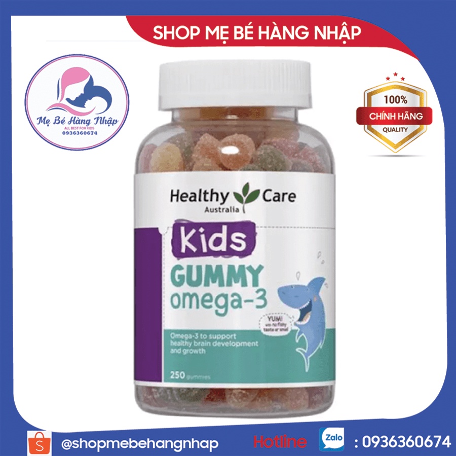 (Mẫu mới) - Kẹo dẻo Gummy Healthy Care bổ sung Omega 3 và Vitatmin tổng hợp 250 viên - Úc