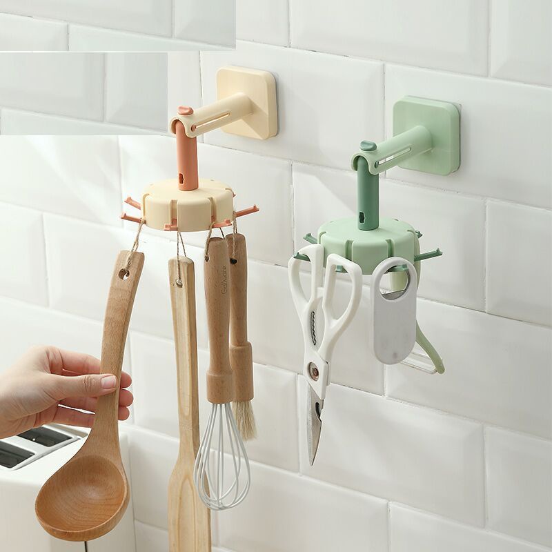 Móc dán tường chịu lực xoay 360 độ, Móc treo đồ, treo chìa khóa, Giá treo đồ dụng cụ nhà bếp đa năng siêu tiện lợi