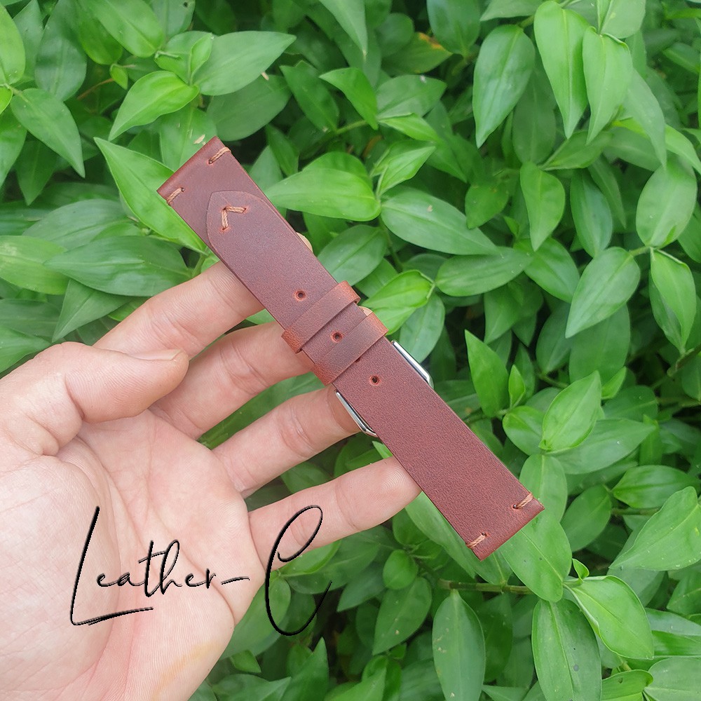 Dây đồng hồ da bò sáp ngựa điên - Làm thủ công Handmade, BH 24 tháng