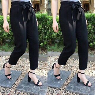Quần baggy kaki nữ nơ phù hợp mặc đi học đi chơi