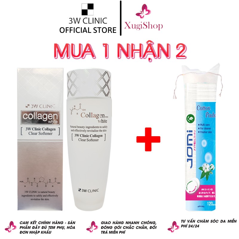 Nước hoa hồng dưỡng trắng da chiết xuất từ Collagen 3W Clinic Hàn Quốc 150ml