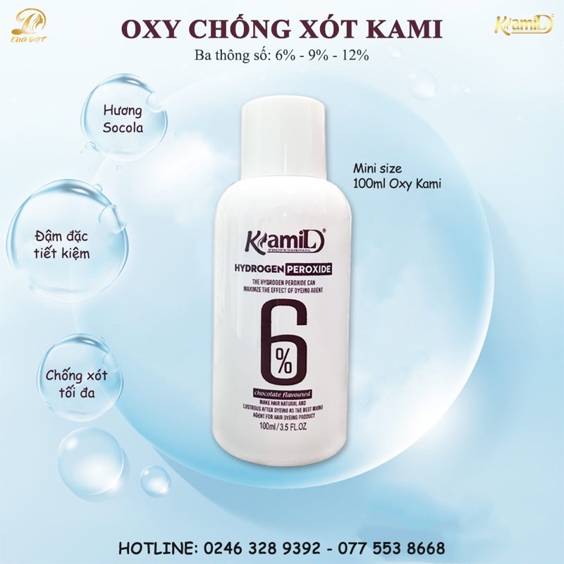 Oxi nhuộm (trợ nhuộm) chống xót hương thơm socola KAMI 100ml (lọ nhỏ)