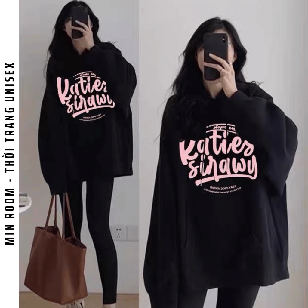 Áo Hoodie Nữ Nỉ Ngoại Form Rộng Nam Nữ Unisex Dáng Oversize Hình In KATIES