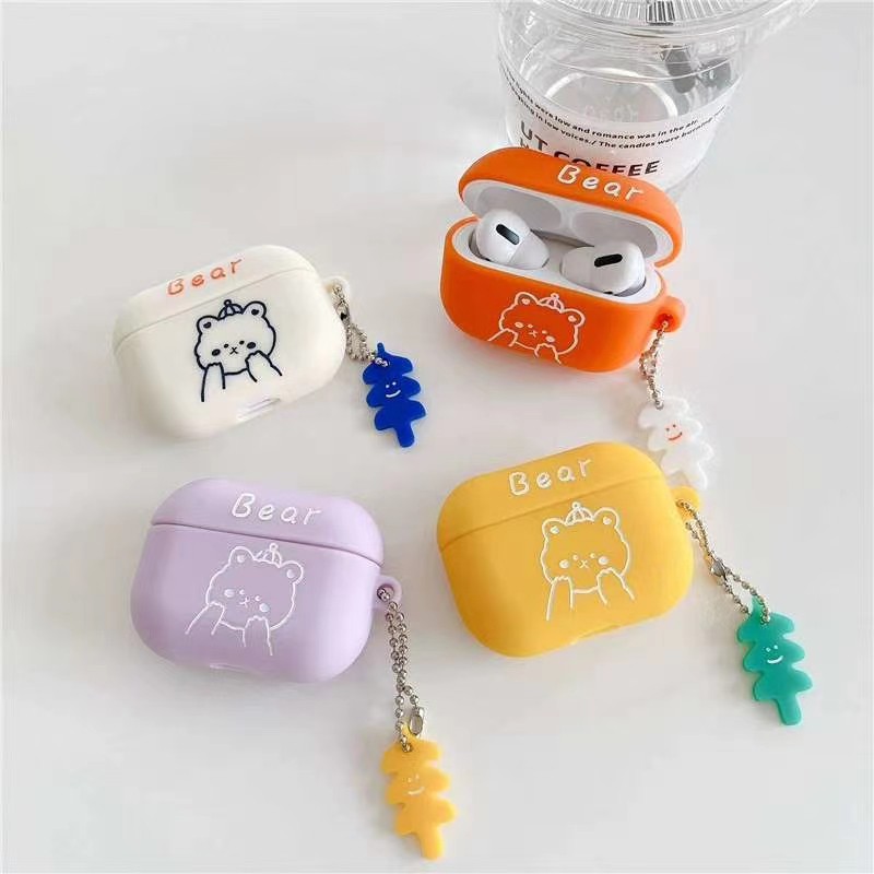 Vỏ Bảo Vệ Hộp Sạc Tai Nghe Bluetooth Airpods 1 / 2 / 3 Hình Gấu / Mèo Dễ Thương Phong Cách Hàn Quốc Ốp
