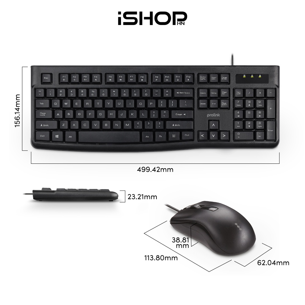 Bộ bàn phím chuột có dây Prolink PCCM2003 Fullsize, chống thấm nước, 12 phím truy cập nhanh, giá siêu rẻ