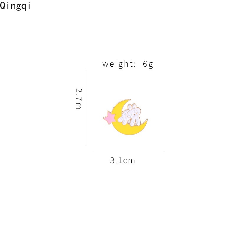 Ghim Cài Áo Hình Thỏ Mặt Trăng Dễ Thương