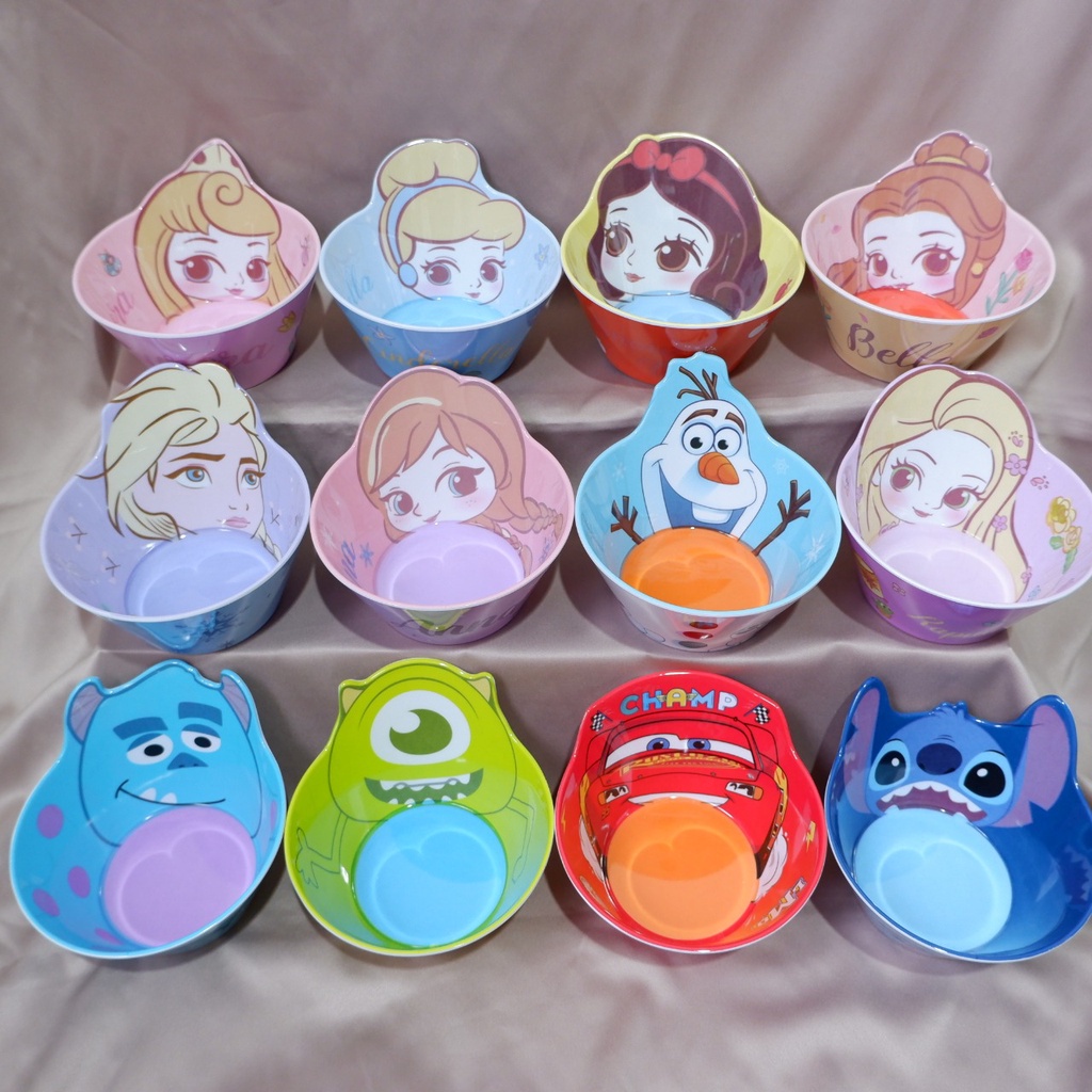 Chén tô ăn dặm nhựa melamine cho trẻ em Disney Frozen Mickey Minnie Car Mcqueen Princess Sulley Mike Donlad Elsa