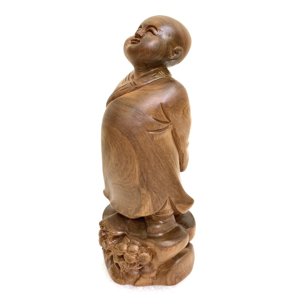 Tượng Gỗ Vạn Sự Tùy Duyên - Tượng Chú Tiểu Gỗ Bach Xanh