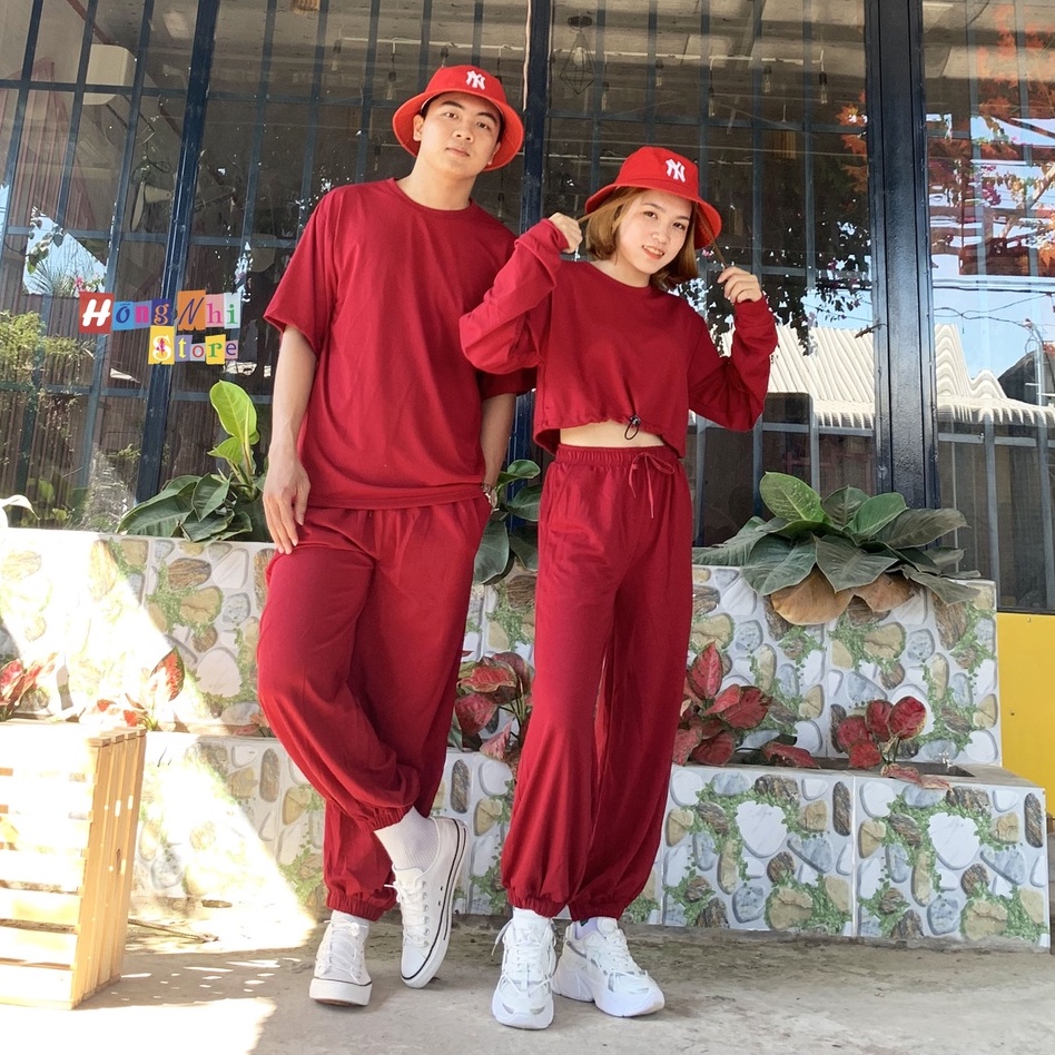 Quần Jogger Basic Pant Ulzzang Unisex Jogger Trơn Bo Lai Màu Đỏ Dáng Rộng Nam Nữ - MM