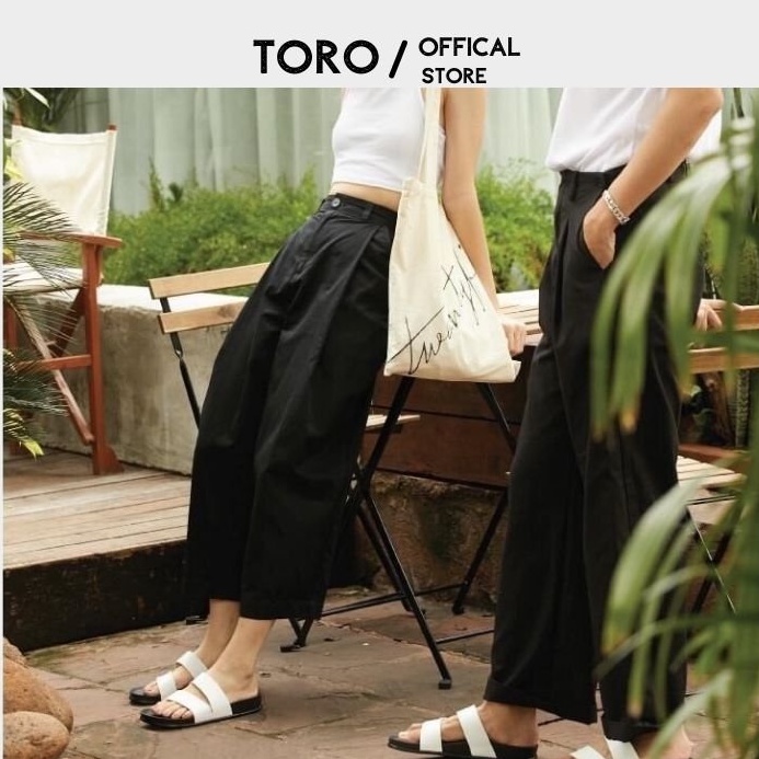 Dép nam nữ da bò cao cấp Toro unisex quai ngang chéo đế cao su non bigsize 36 - 43_T04