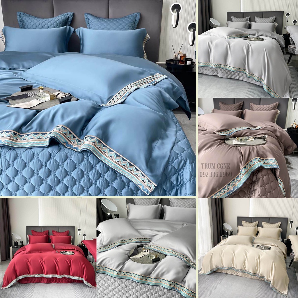 Set Chăn Ga Tencel 100s 6 Món Ga Chần Sẵn siêu đẹp hàng cao cấp nhập khẩu