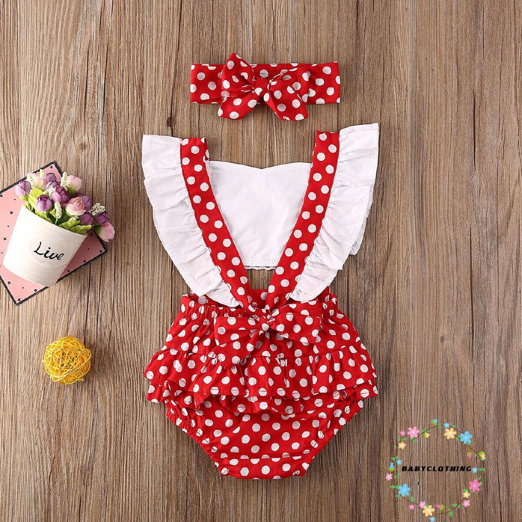 Jumpsuit Hoạ Tiết Chấm Bi Cho Bé Gái