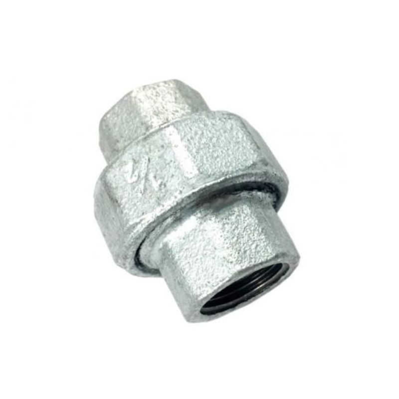 Rắc co thép mạ kẽm, rắc nối 2 đầu ren DN20, 25mm, 32mm, phụ kiện ống kẽm dùng cho ống nước, khí, gas...có gioăng cao su