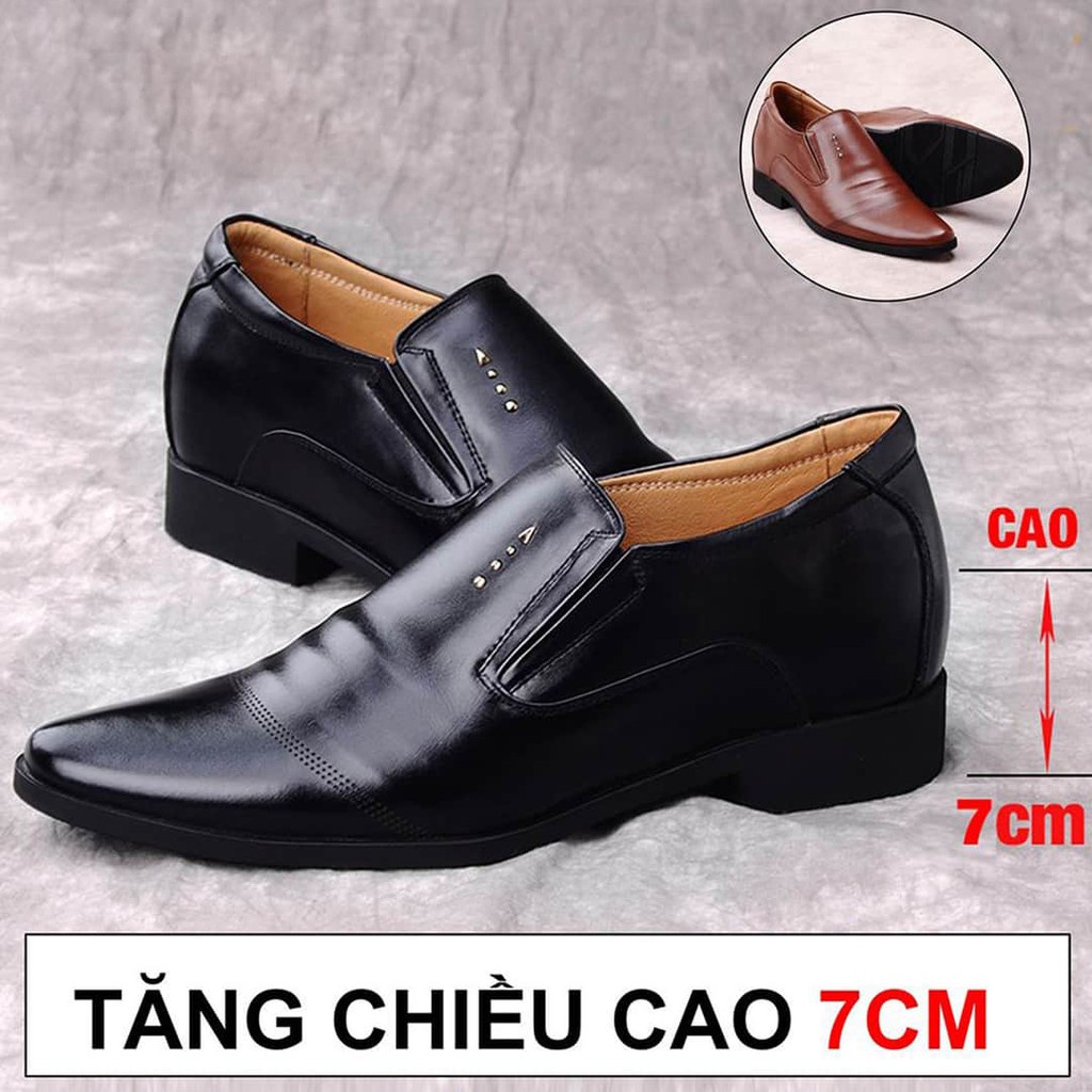 Giày da cao cấp,giầy tây tăng chiều cao 6-7cm,đế cao su nguyên tấm chống trơn