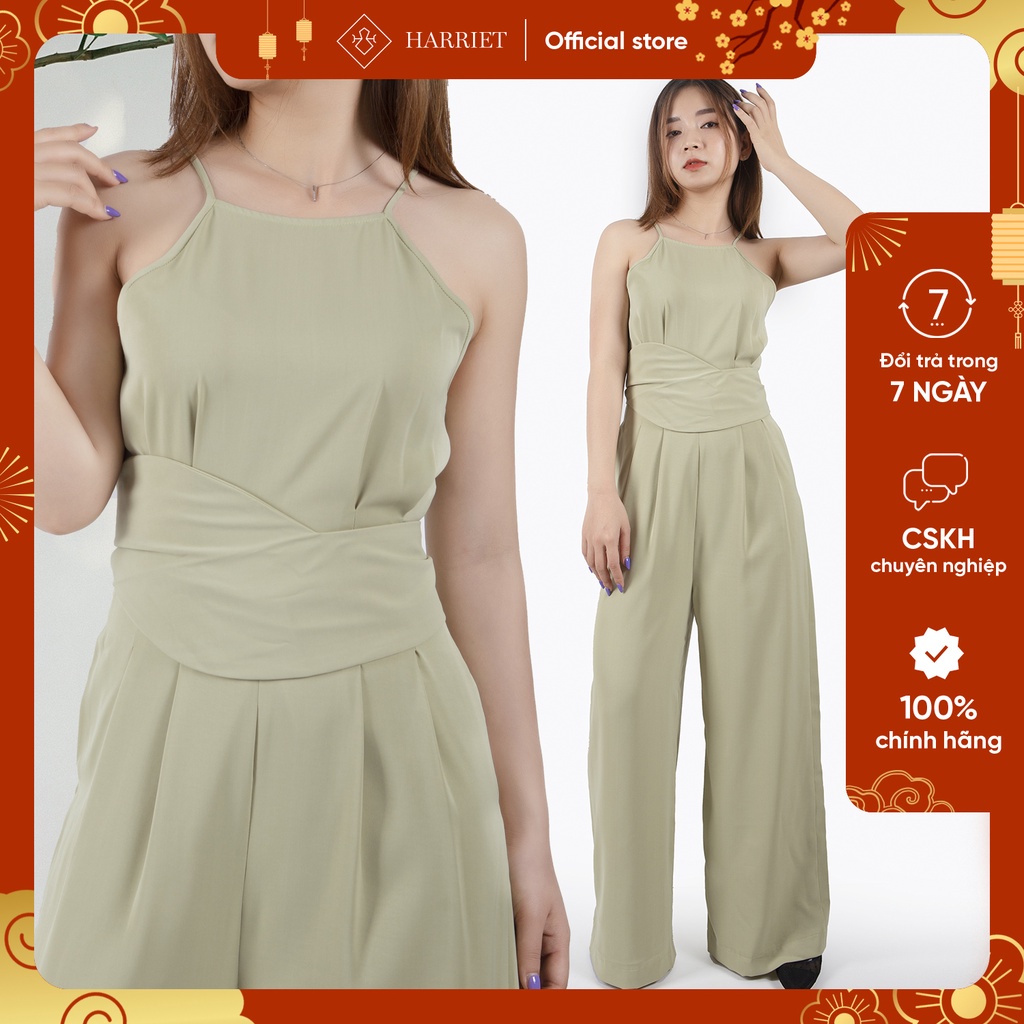 Jumpsuit xanh cốm cổ yếm Anne Harriet