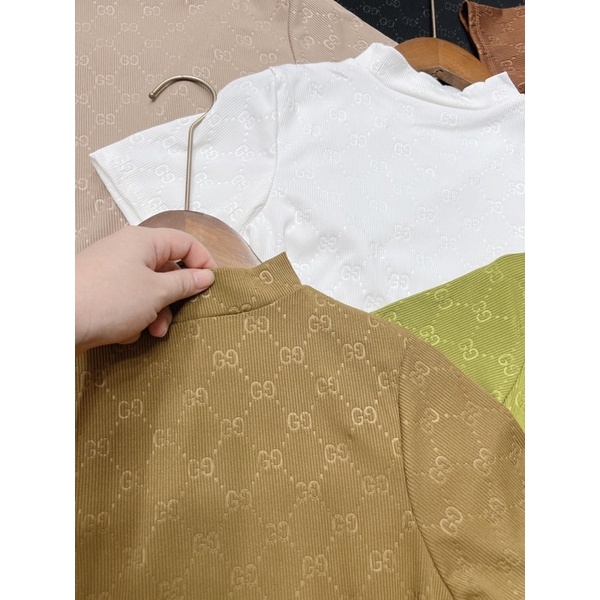 ÁO THUN TĂM GG CỘC CỔ 3 PHÂN CHẤT MÁT MS10269