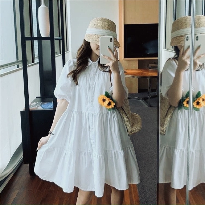 Đầm váy babydoll sơ mi tầng 5 màu