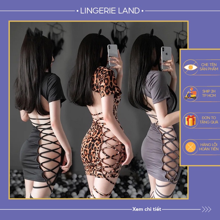 Váy ngủ sexy ôm body hở lưng dây đán chéo gợi cảm siêu co giãn freesize từ 45-70kg